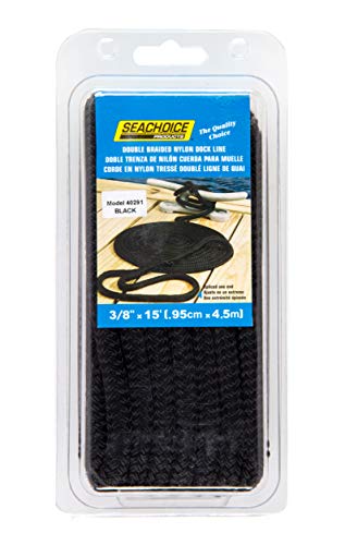 Seachoice Double-Braid Nylon Dock Line 3/8" X 15' 40291 Black #TOP4