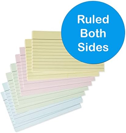 [500 Pack] Revision Cards 5x3 Coloured Record Cards FlashCards Ruled (5"x 3") 127mm x 76mm Blank Flash Cards Index Cards