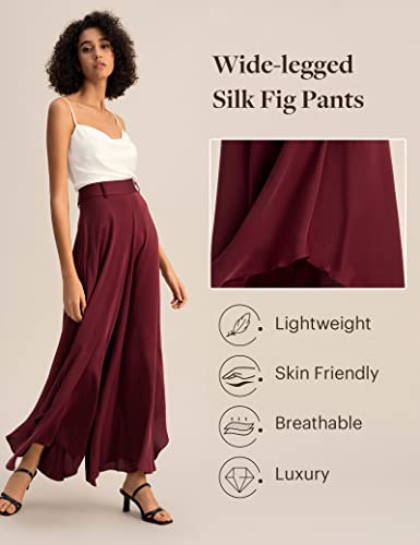 LilySilk Women's Wide Leg Silk Pants High Waist Palazzo Pant3