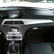 ABS Pine Wood Grain Carbon Fiber Car Center Console Dashboard Cover Panel for Mercedes Benz C Class W204 2010-2013 Left Hand Drive Accessories Silver