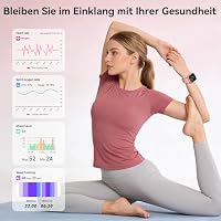 Smartwatch Damen mit 7 Armbänder & Geschenkbox, 1.83" HD Smartwatch mit Bluetooth-Anruf, Fitness Tracker mit SpO2, Pulsmesser, Schlafmonitor, Schrittzähler, IP68 Wasserdicht, 100+ Sportmodi(Hellrosa) – Ansicht 6