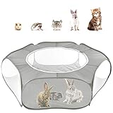 Pawaboo Parque Corral para Animales Pequeño, Valla Portátil Plegable de 190T Tafetán para Perros, Gatos, Conejos, Cachorro, Mascota y Animales Domésticos, 23 x 22 x 7 CM - Gris