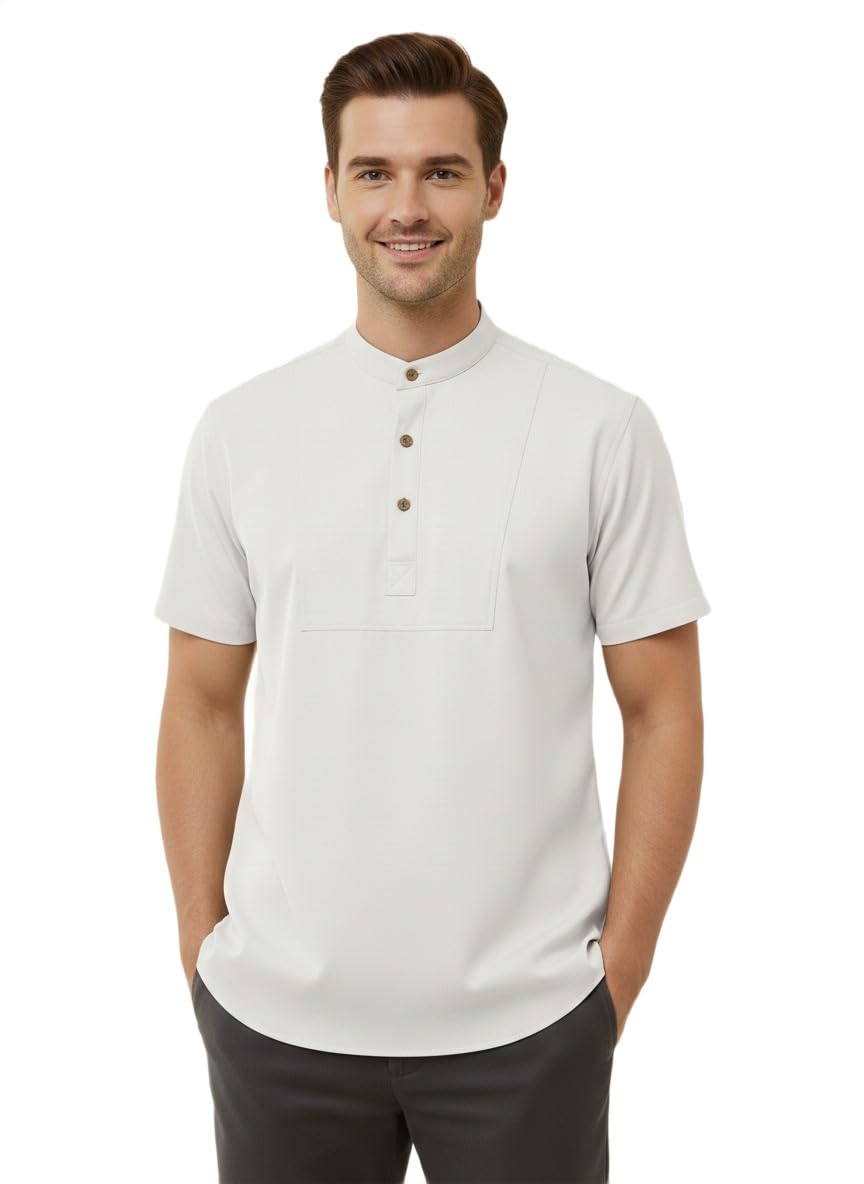 evershyne wears Men's Regular Fit Half Sleeve Summer Wear Cotton Kurta for Men Availabel Size M:38,L:40,XL:42-picture-45