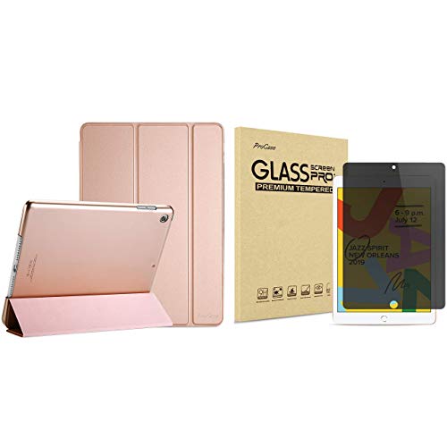 ProCase iPad 10.2 7th Generation 2019 Slim Stand Hard Case(Rosegold) Bundle with iPad 10.2 7th Gen 2019 Privacy Screen Protector