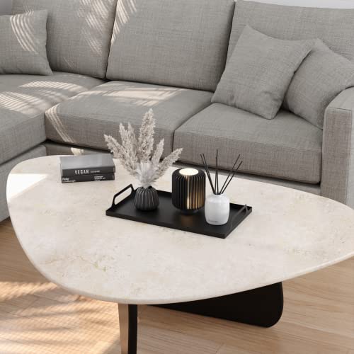 Horiamit Coffee Table Tray, Serving Tray Snack Tray Rectangle Black Metal Tray With Handles 16.7X9.5 Inches, Vanity Tray Bathroom Organizer Kitchen Tray For Counter #TOP2