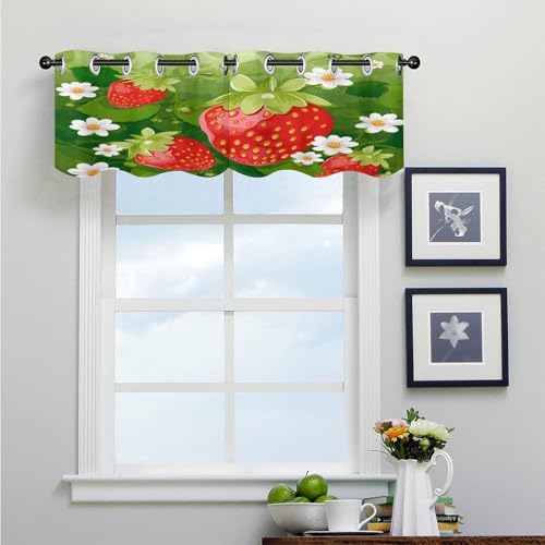 Cortinas opacas de fresas, cenefa de arte moderno de 52 x 18.1 pulgadas para dormitorio 5