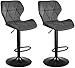 SONGMICS Tabourets de Bar, Lot de 2 chaises Haute, Siège pour Cuisine, avec Structure métal, revêtement Velours, Repose-Pieds, Hauteur réglable, Facile à Assembler, rétro, Gris Foncé LJB071G01