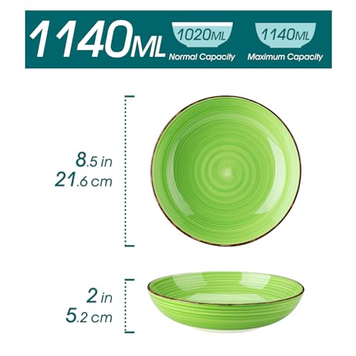 vancasso Bonita Pasta Bowls 38 oz/1140 ml, Large Ceramic Salad Bowls, Pasta Bowl Set of 6, Microwave & Dishwasher Safe Soup Bowls, Serving Bowls, Warm Colors