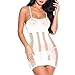 Produktbild SUCES Unterwäsche Damen Mesh Kleid Transparent Lingerie Frauen Hohl Perspektive Reizwäsche Sexy Spitze Dessous Bequem Mode Overall (one size, Weiß)