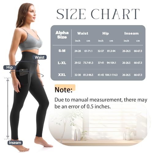 Leafigure 2er Pack Sport Leggings Damen High Waist Sporthose Damen Mit Taschen Gym Leggings Blickdicht für Sport Yoga Schwarze LXL