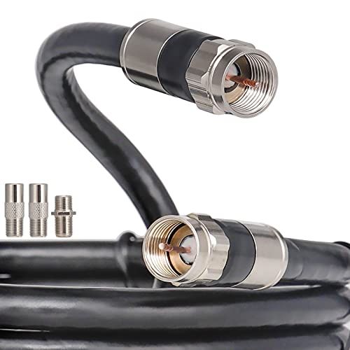 6ft, Black RG6 Coaxial Cable with F Connector,F81/RF Double Female Adapter, Low Loss High Speed Coax Cable Cord Extender for HD TV, Dish,Satellite, Antenna, TV Cable 6'