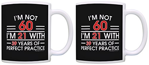 60Th Birthday Gifts For All I'm Not 60 I'm 21 With Practice Funny Birthday Mug 2 Pack Gift Coffee Mugs Tea Cup #TOP24