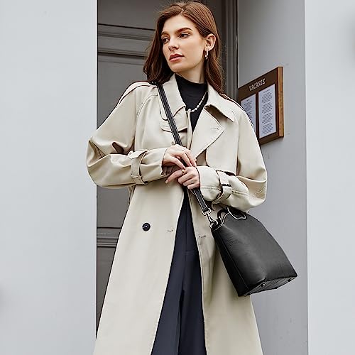 Heshe Genuine Leather Handbags For Women Shoulder Purse Bag With Metal Top-Handle Handbag Designer Crossbody Purse Bag (Black) #TOP2