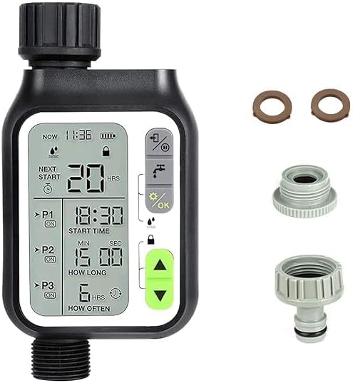 Digital Water Timer for Garden Irrigation | Automatic Hose Timer with LCD Display and Adjustable Watering Schedule | Battery Operated Drip Irrigation Controller for Lawn, Plants