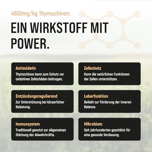 Schwarzkümmelöl Bio kaltgepresst ungefiltert 500ml Kümmelöl – Ägyptisches Black Seed Oil mit hohem Thymochinongehalt (4600 mg/1000 ml), keto & vegan aus deutscher Ölmanufaktur