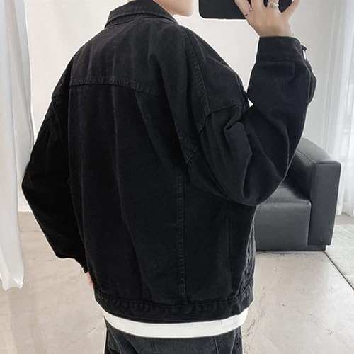 Men's Casual Washed Denim Jacket Vintage Button Down Long Sleeve Jean Coats Loose Fit Distressed Trucker Jacket4