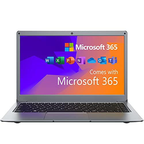 Computadoras puente de 13,3 pulgadas, Microsoft Office 365, computadora portátil eMMc de 4GB + 64GB, computadora portátil con sistema operativo Windows 10, Intel Celeron N3350, cámara frontal HD, SSD extendido
