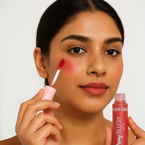 Image of Bright Cherry Liquid Blusher for Cheeks - Lightweight, Long-Lasting Blush for Face Makeup, Easy to Apply, Natural Finish - Ideal for Women and Girl