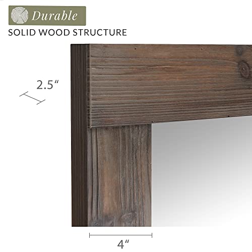 Barnyard Designs Rustic Farmhouse Full Length Mirror - Wood Frame Floor Standing Bedroom Mirror (64\" x 24\" / Brown)