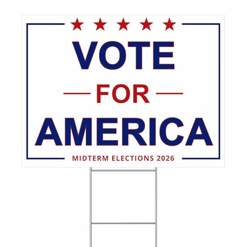 Vote for America 18x24 Yard Sign – Midterm Election Outdoor Sign with Stakes, Single Sided
