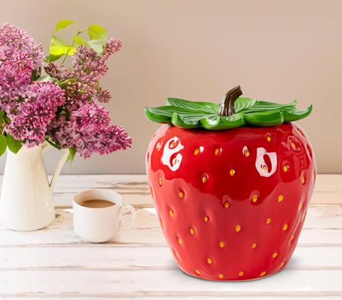 dgudgu Strawberry Candy Jar With Lid Red Candy Container Ceramic Candy Jar With Lid For Candy Buffet by dgudgu - Image 7