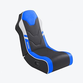 X-Rocker Shadow 2.0 Floor Rocker, Audio Console Gaming Chair - Headrest Speakers, Ergonomic Support, Folding Rocking Base, Wipe-Clean Faux Leather for Kids & Teens - Blue