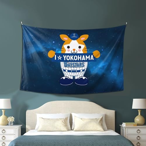 Bdyjy タペストリー おしゃれ インテリア 壁掛け 北欧 大判 装飾用品 アートプリント 壁掛け布 ブランケット お部屋 インテリア ホーム飾り 窓 カーテン（152ｘ102cm） (横浜ベイスターズ 2) [4]