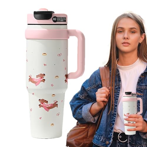 Botella | Taza impermeable 1000 ml con asa | Botella infantil diseño con motivos, para hombre mujer niños bebidas calientes frías café té