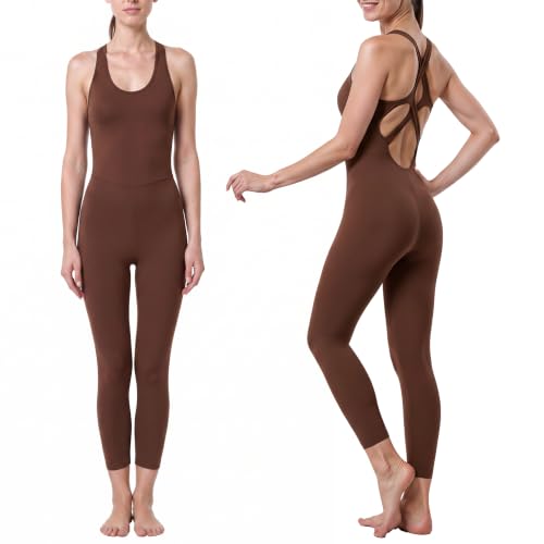 LOVESOFT Workout Jumpsuits for Women Sleevesless Bodycon Backless Unitard