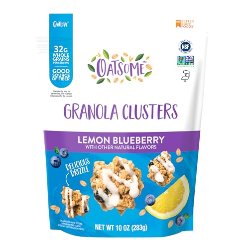 Oatsome Drizzled Granola Clusters Lemon Blueberry, 4g Plant-Based Protein, Good