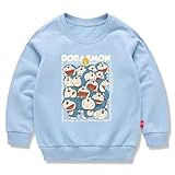 [NCWSDW] ドラえもん 子供服 春秋 スウェット 長袖 クルーネック 男の子 女の子 綿100% キッズ 薄手 カジュアル 小学生 トップス プレゼント ライトブルー 110CM