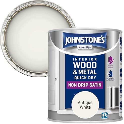 Image of Johnstone's - Quick Dry Satin Wood & Metal Paint - Antique White - 750ml