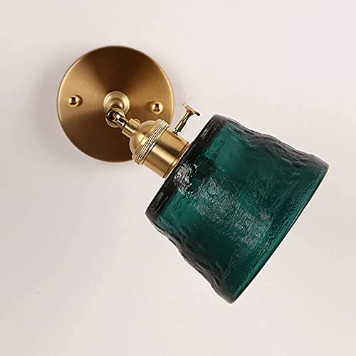 Luces de pared de latón con pantalla de cristal verde para pasillo 7