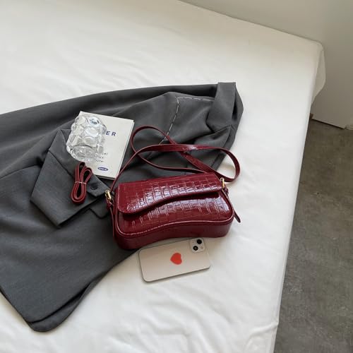 Image of Shoulder Bag for women Y2K Crossbody Vegan Leather Purse Straps Retro Clutch Hobo Hadbags with 2 Removable