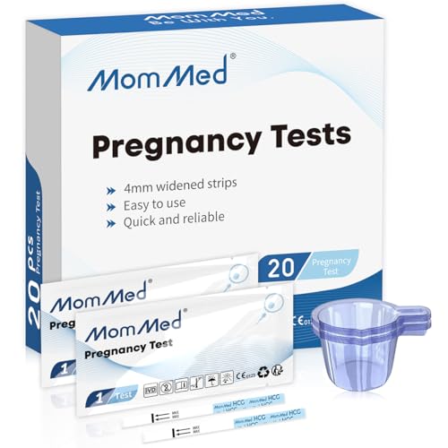 MOMMED Test de Embarazo (HCG20) con 20 Vasos de Orina Gratis, Detección Precoz Fiable y Rápida de Embarazo Alta Sensibilidad, Test de Fertilidad para Mujeres
