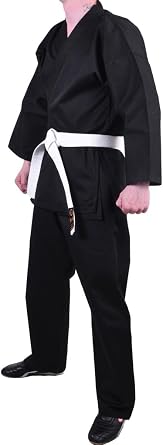 MAR | Karate Student Gi Uniform Traditional Karate Suit for Men Women Kids & Adults | Lightweight 7.5oz Poly Cotton Fabric Size 90cm-210cm| Black (Free White Belt)