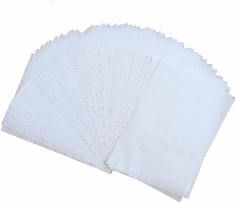 White Color A5 50 Sheets Natural Fiber Mulberry Tree Mulberry Paper Sheets Art Tissue Washi Paper Design Craft Art Origami Suppliers Card Making 8.3" x 5.8". (White, A5) image 3