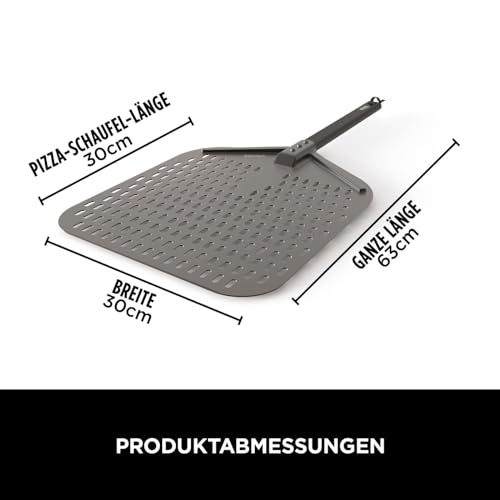 Ninja Woodfire Pizzaschaufel für Außenöfen der Serie OO101UK, leicht perforierter, rostbeständiger Pizzaschieber für 12-Zoll-Pizzen, Schwarz XSKPZPLEU