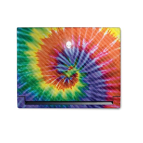 MightySkins Carbon Fiber Skin Compatible With Alienware M18 R1 (2023) Full Wrap Kit - Tie Dye Spiral | Protective Durable Textured Carbon Fiber Finish | Easy To Apply & Change Styles | Made in the USA