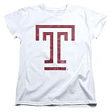 Temple University Official Distressed Primary Women's T Shirt, White, X-Large