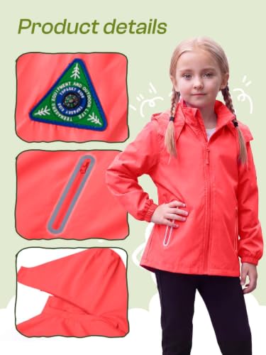 Image of SaphiRose Kids Waterproof Rain Jacket Mesh Lined with Removable Hood