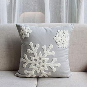 Elife Soft Square Christmas Snowflake Home Decorative Canvas Cotton Embroidery Throw Pillow Covers 18x18 Cushion Covers Pillowcases for Sofa Bed Chair (1 Pair, Grey) Elife Soft Square Christmas Snowflake Home Decorative Canvas Cotton Embroidery Throw Pillow Covers 18×18 Cushion Covers Pillowcases for Sofa Bed Chair 1 Pair Grey