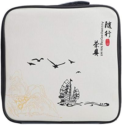 fanquare Japanese Portable Travel Tea Set with Travel Bag, Cherry Blossom Zisha Kung Fu Tea Service for Adults, One Teapot, 4 Tea Cups and 1 Tea Canister