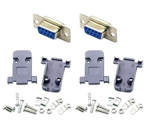 2 Pcs DB9 Connector Female 9 Pin Electrical RS232 D-SUB Solder Type 2 Row for Computer PCB with Cover Serial VGA connectors-image-38