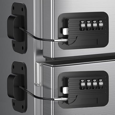 2 Pack Refrigerator Fridge Freezer Door Lock with Password, Child Proof Door Lock for Kitchen Refrigerator, Cabinets and Drawers, Closets, Windows, Doors-No Tools Need or Drill (Patent) Cover
