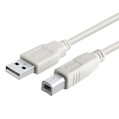 Insten 15 FT / 4.6 M USB PRINTER CABLE A/B Compatible with HP LEXMARK CANON EPSON, White / Beige