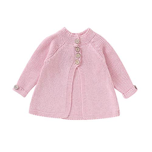 Toddler Baby Girls Coats Fall Winter Kid Baby Girl Cloak Button Jacket Knitted Sweater Cardigan Baby Outwear Clothes (Pink, 3-4T)