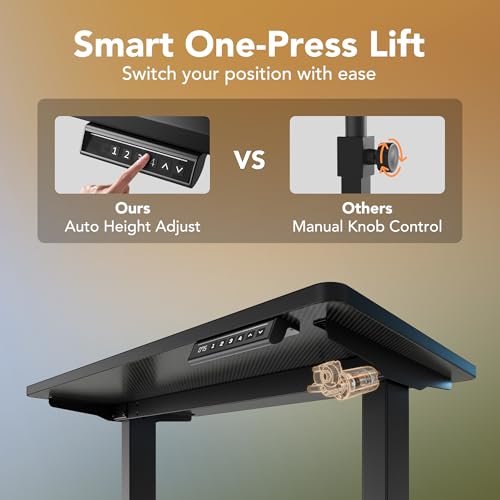 Image of HUANUO Electric Standing Desk, 48 inch x 24 inch Height Adjustable Desk, 4 Memory Height Settings, Sit to Stand Up Desk for Home Office, with Headphone Hook, Cable Manager, Walnut