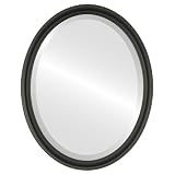 Oval Beveled Wall Mirror for Home Decor - Saratoga Style - Matte Black - 14x18 Outside Dimensions