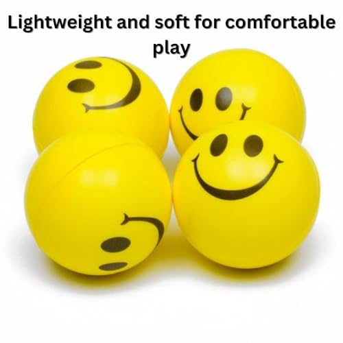 Image of Mother India Smiley Balls Lightweight Stress Relief and Fun for All Ages Yellow, Squeeze Ball Perfect for Stress Relief, Hand Exercise, Toy Sports Outdoor Equipment for Games Playing (Pack of 3)